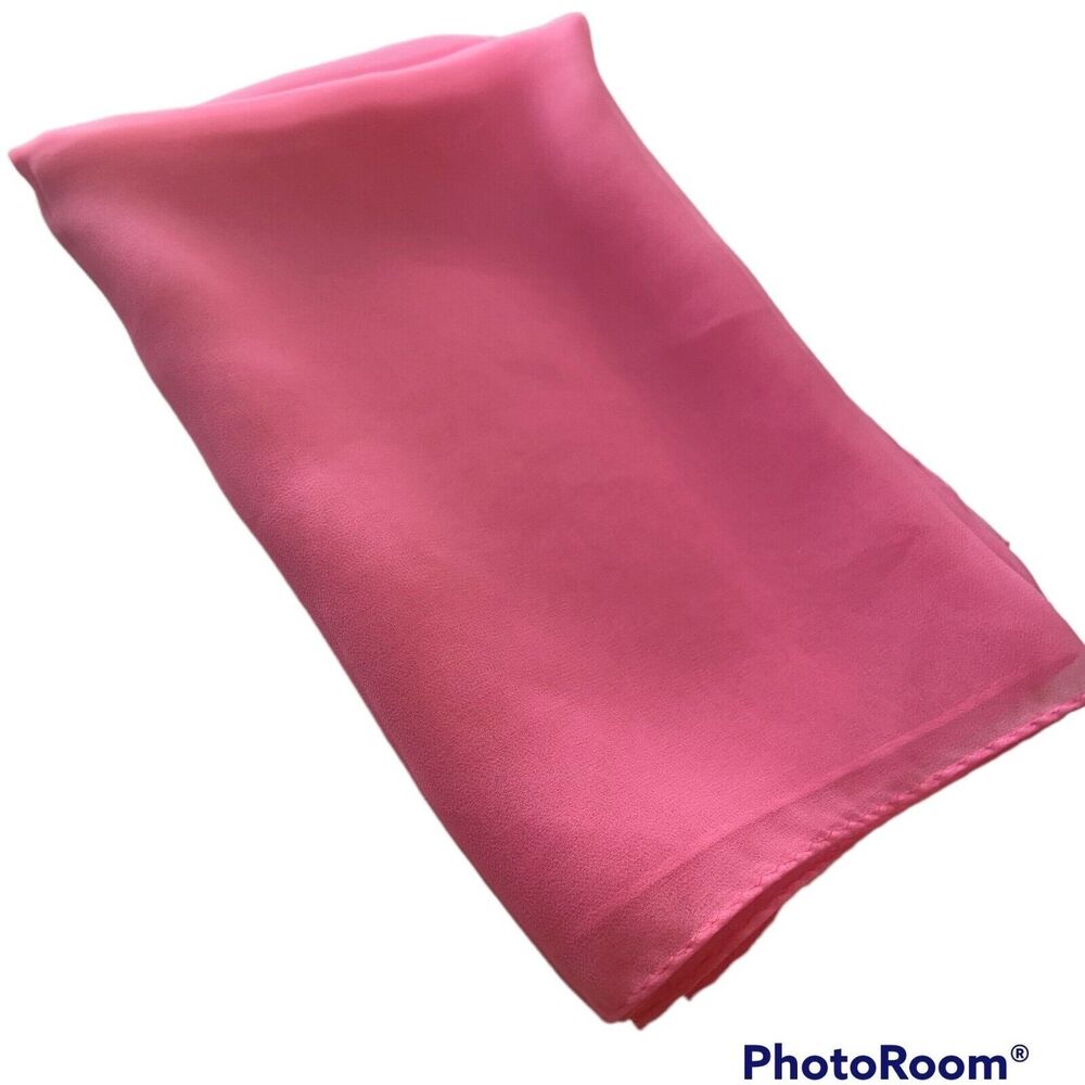 Romantic Chiffon Scarf 44"x16" Valentine Vintage Hyper Feminine Barbie Pink